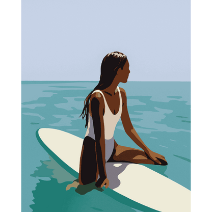Schilder Op Nummers - Dame op surfplank