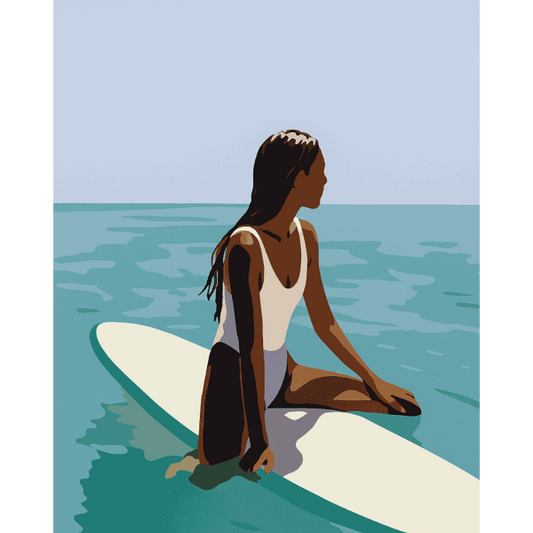 Schilder Op Nummers - Dame op surfplank