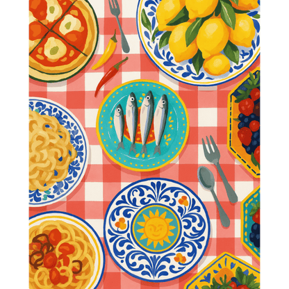 Schilder Op Nummers - Mediterraans diner