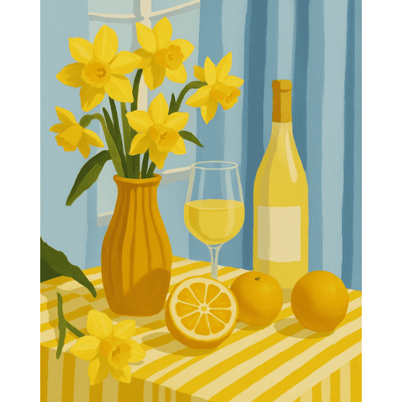Schilder Op Nummers   Lemons wine and flowers