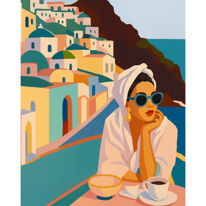 Schilder Op Nummers - Dame op Santorini