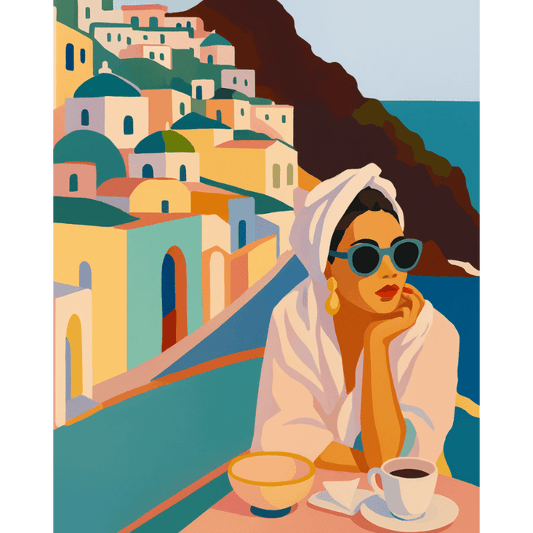 Schilder Op Nummers - Dame op Santorini