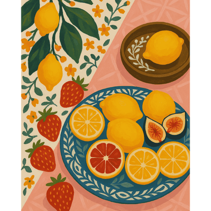 Schilder Op Nummers - Citrusvruchten & Aardbeien