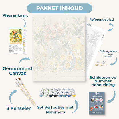 Bloemen in beschilderde vazen