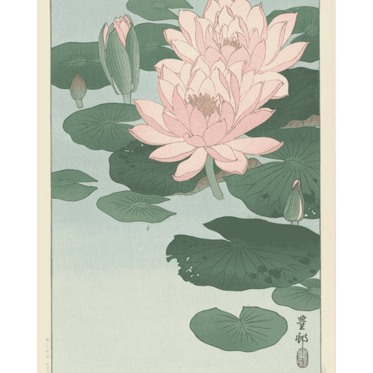 Bloeiende waterlelie - Ohara Koson- Schilderen op nummers