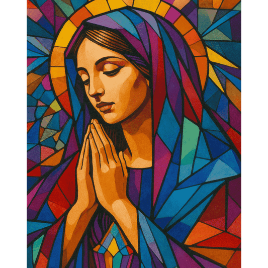Glas-in-lood Maagd Maria