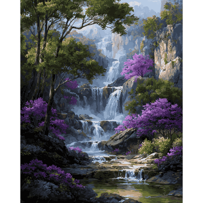 Paarse waterval- Schilderen op nummers