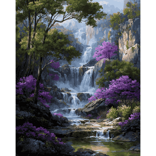 Paarse waterval- Schilderen op nummers
