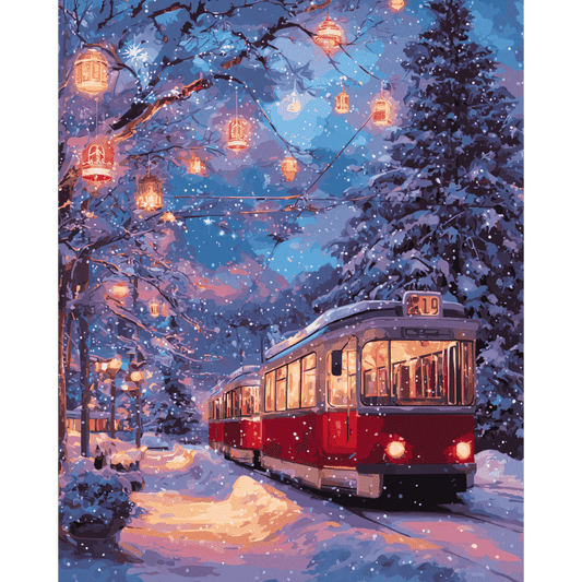 Besneeuwde tram