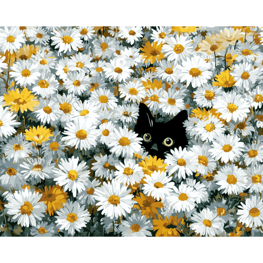 Kat in het madeliefjesveld