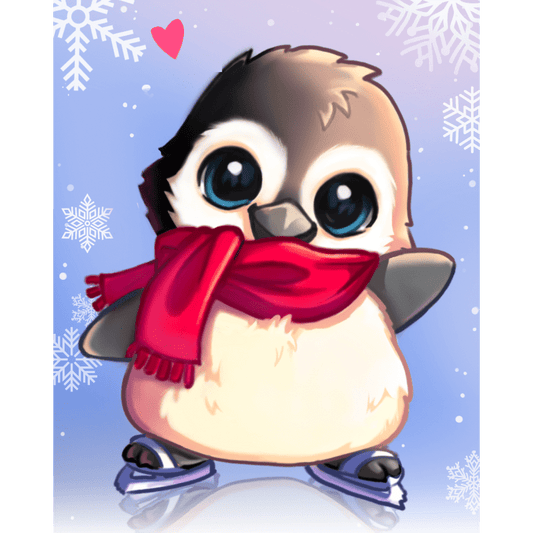 Schaatsende pinguïn - by Vink- Schilderen op nummers