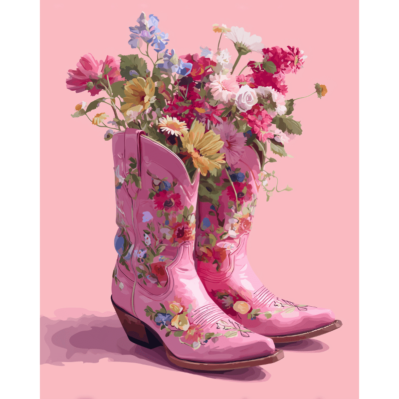 Cowboylaarzen met bloemen