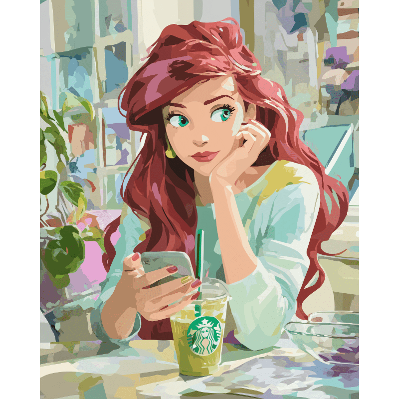 Zeemeermin op pauze- Schilderen op nummers