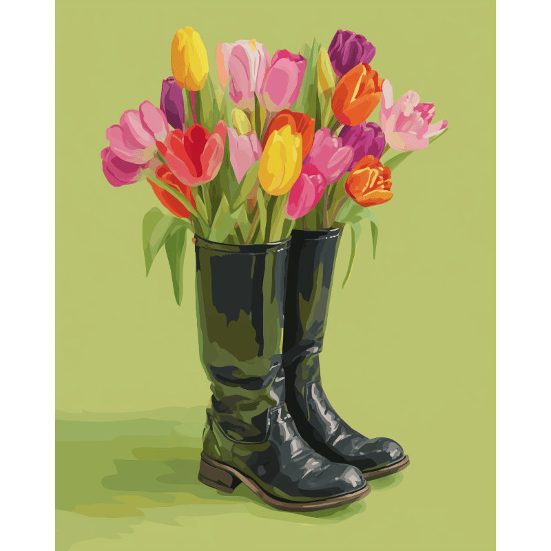 Bloemenstappen- Schilderen op nummers