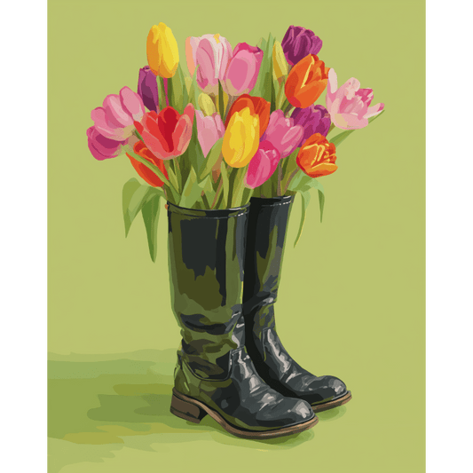 Bloemenstappen- Schilderen op nummers