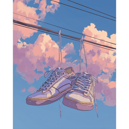 Hangende sneakers- Schilderen op nummers