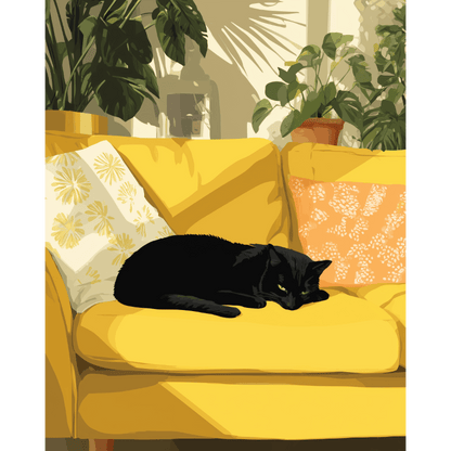 Gele bank- Schilderen op nummers