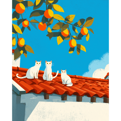 Trio op het dak- Schilderen op nummers