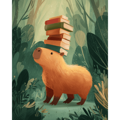 De capibara met boeken- Schilderen op nummers