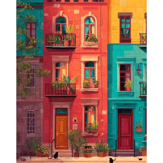 Kleurrijke gevels- Schilderen op nummers