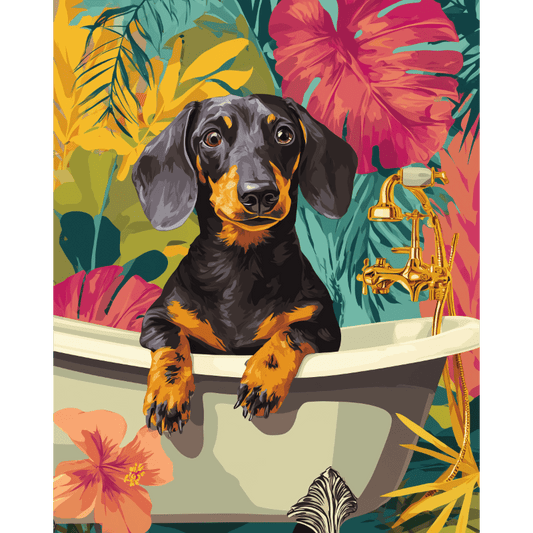 Tropische teckel- Schilderen op nummers