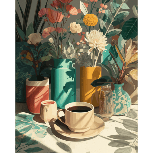 Een middagkoffie- Schilderen op nummers