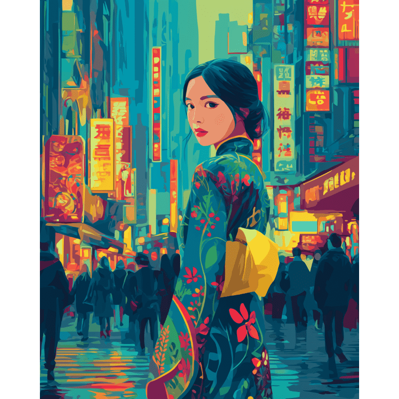 Geisha in Tokio- Schilderen op nummers