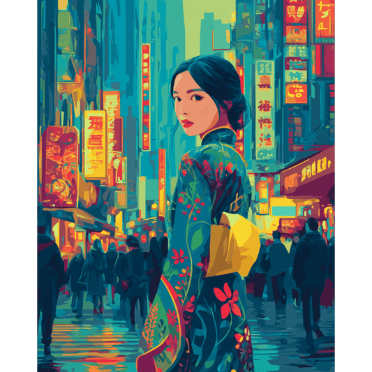 Geisha in Tokio- Schilderen op nummers