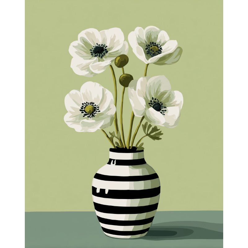 Witte bloemen- Schilderen op nummers