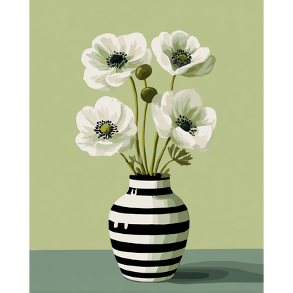 Witte bloemen- Schilderen op nummers