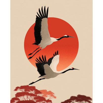 Twee kraanvogels- Schilderen op nummers