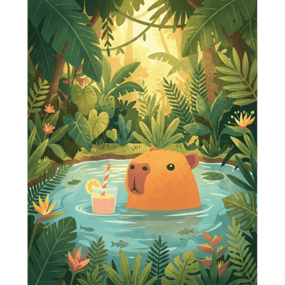 Ontspannende capibara- Schilderen op nummers