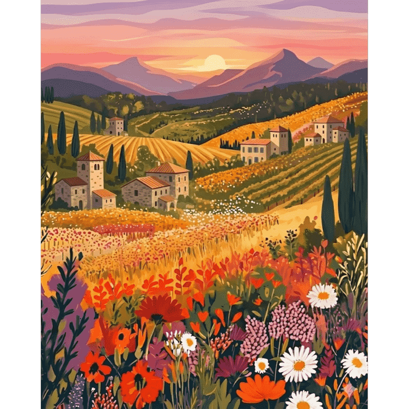 Wildbloemenlandschap- Schilderen op nummers