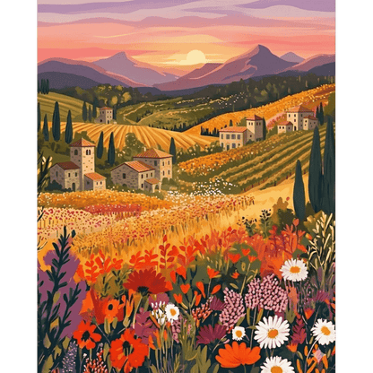 Wildbloemenlandschap- Schilderen op nummers