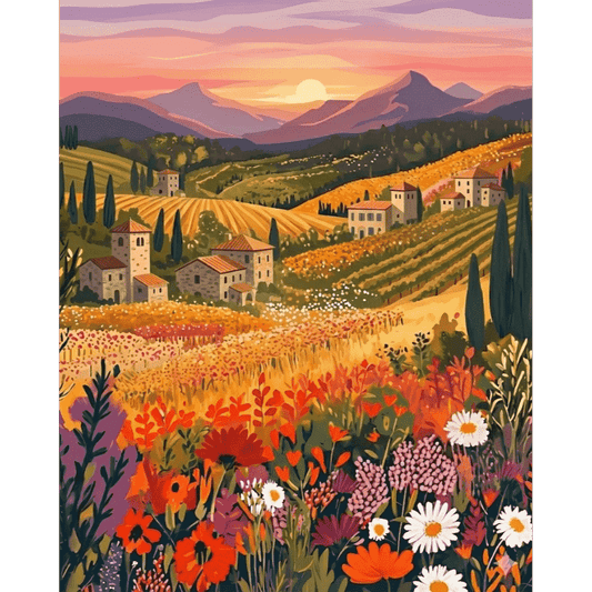 Wildbloemenlandschap- Schilderen op nummers