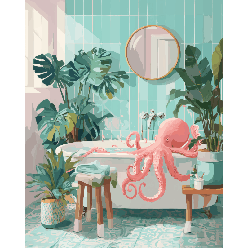 Octopusbad- Schilderen op nummers