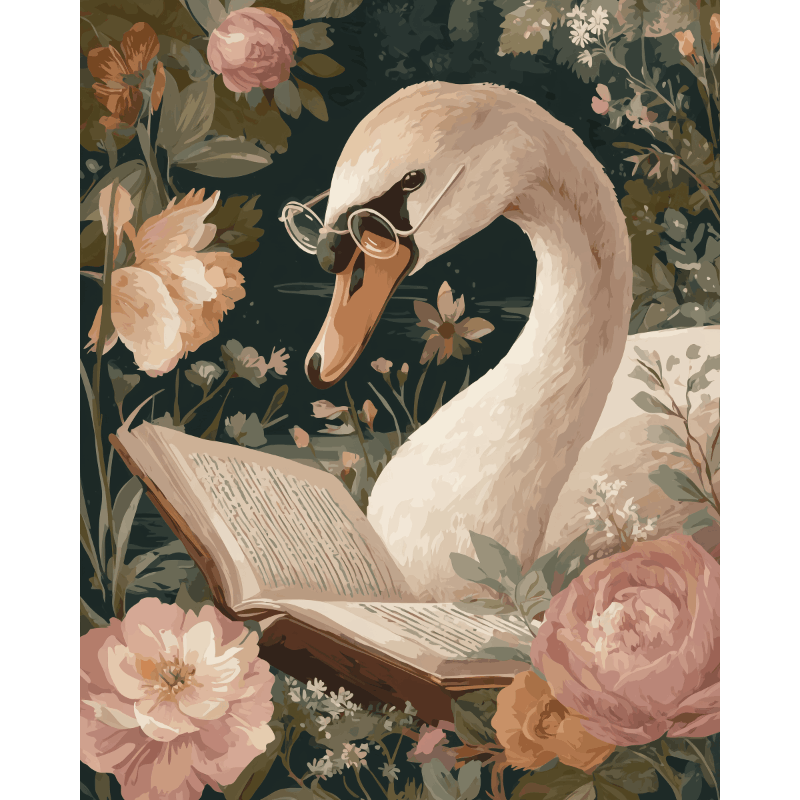 Lezende zwaan- Schilderen op nummers