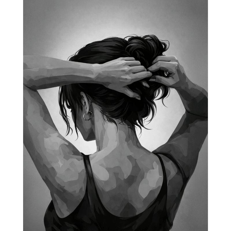 Monochrome dame- Schilderen op nummers