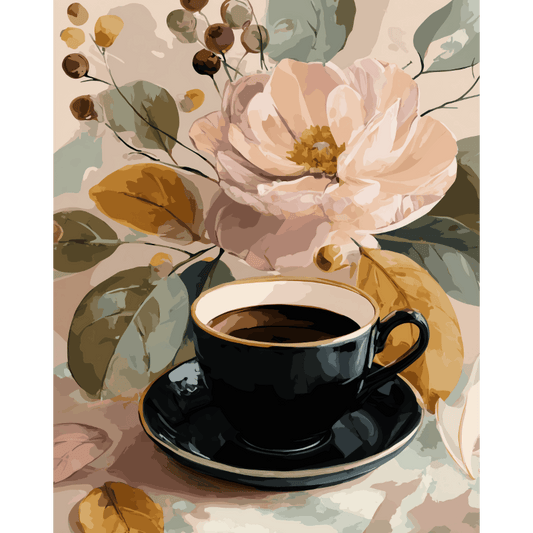 Zwarte kop koffie- Schilderen op nummers