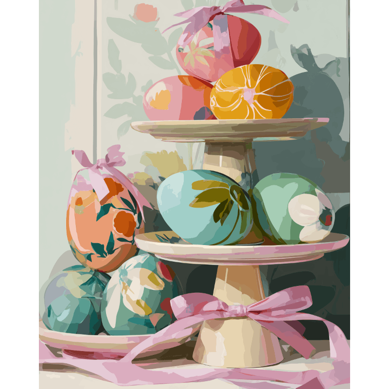 Pastelkleurige paaseieren- Schilderen op nummers