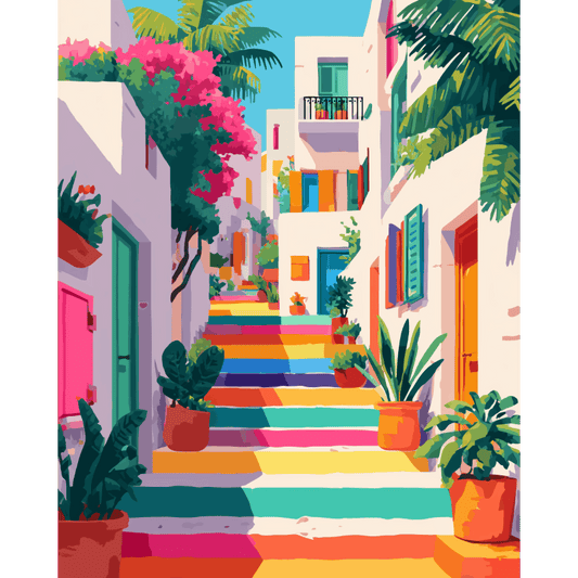 Een regenboogtrap- Schilderen op nummers