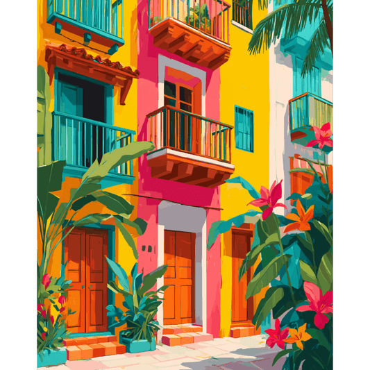 Tropische gevels- Schilderen op nummers