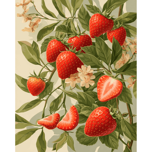 Bloeiende aardbeien- Schilderen op nummers