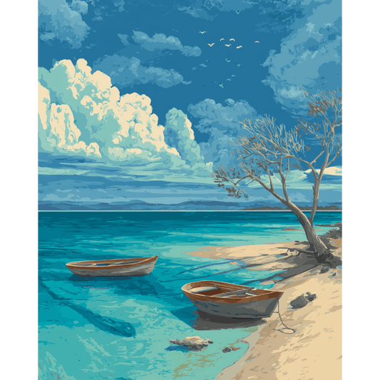 Tinten blauw- Schilderen op nummers