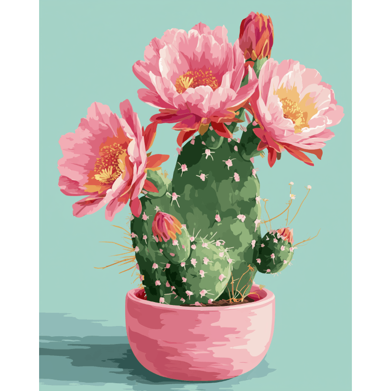 Bloeiende cactus- Schilderen op nummers