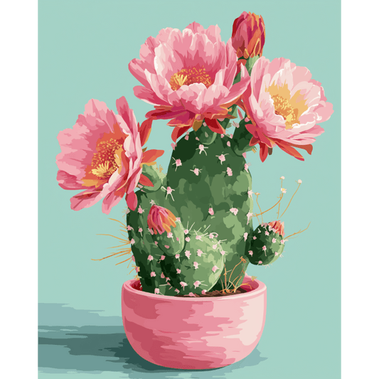 Bloeiende cactus- Schilderen op nummers