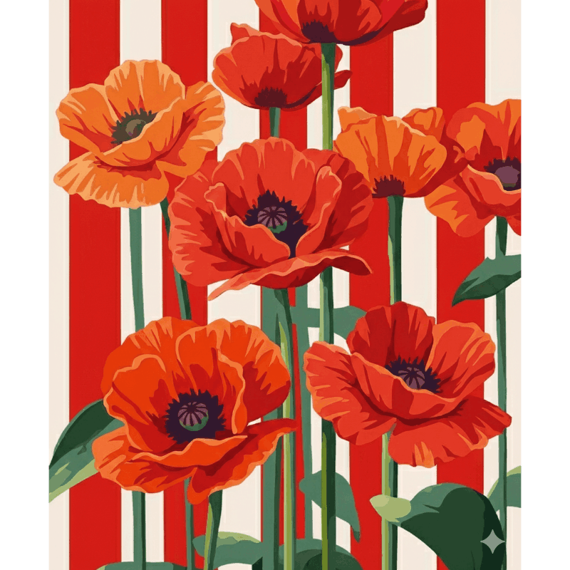 Rode klaprozen- Schilderen op nummers