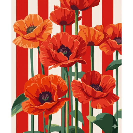 Rode klaprozen- Schilderen op nummers