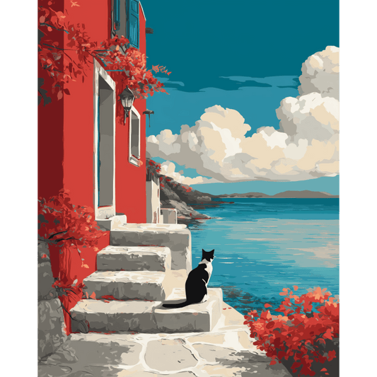 Het rode huis- Schilderen op nummers