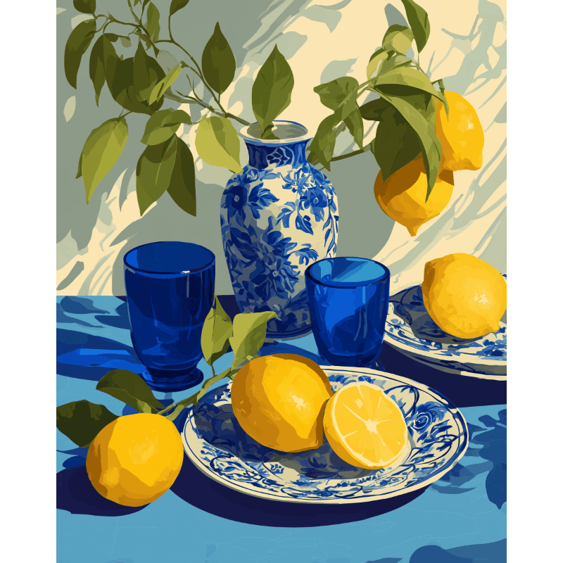 Blauw in zonlicht- Schilderen op nummers